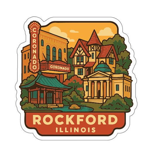 Rockford Illinois Sticker Decal Vinyl Die-Cut City Skyline Landmark Design