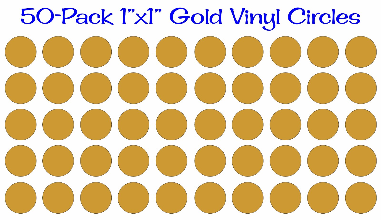 50 pack – 1″x1″ Round Gold Vinyl Stickers / Decals Circles Polka Dots Die Cut