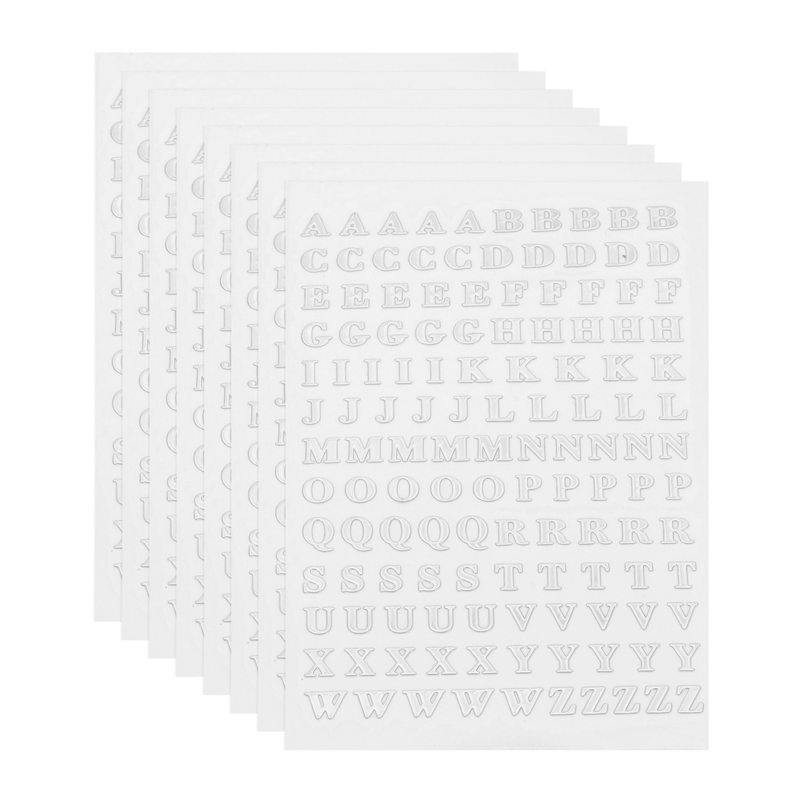 Glitter Letters Sticker 1040 Pcs 8 Sheets 0.12 Inch Self Adhesive Silver