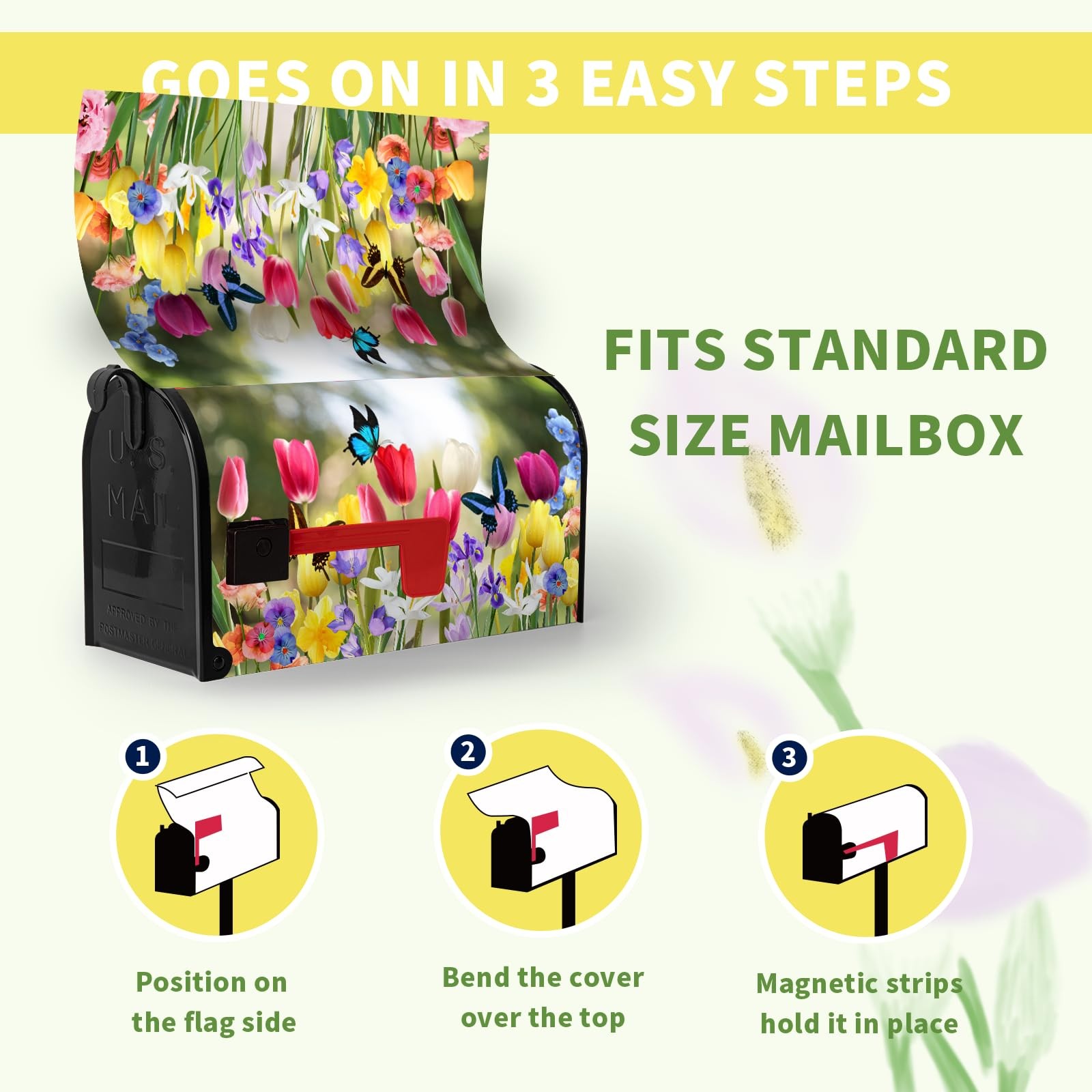Dacawin Spring Mailbox Covers Magnetic 21x18inch, Tulip Cover