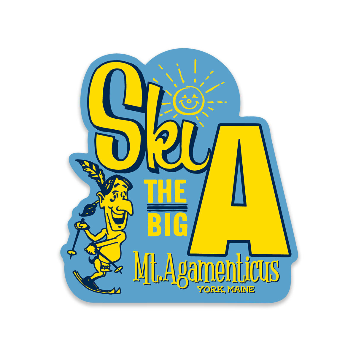 Vinyl Sticker; Ski The Big A Mount Aggie York Maine Die Cut Sticker, retro