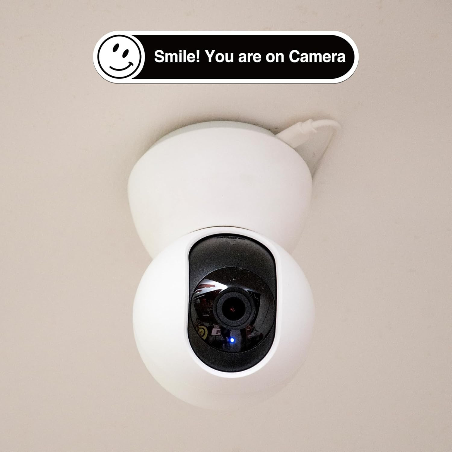 12 Pcs Smile You’Re on Camera Signs Stickers, 8 X 5Cm and 13 X 3Cm Self-Adhesive