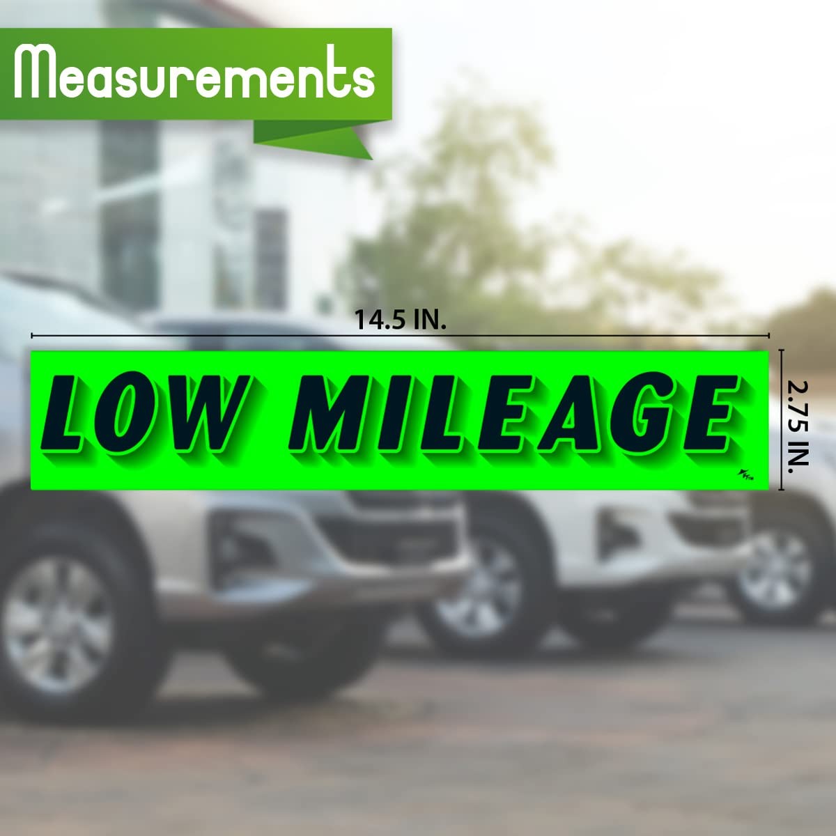 Low Mileage Windshield Stickers, Chartreuse Green, 12Pack
