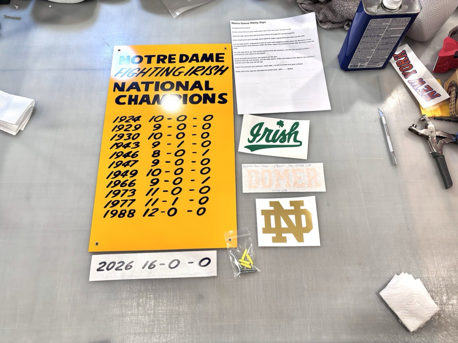 Notre Dame Script “Irish” Die Cut Vinyl Decal Play Like A Champion Golden Domer