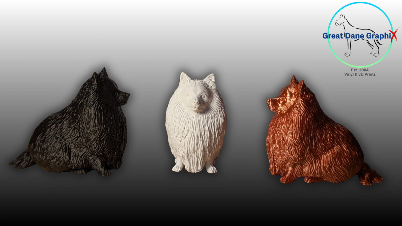 Pomeranian Figure & Decal Set – 3D Printed – Paintable DIY Dog Art Combo Set