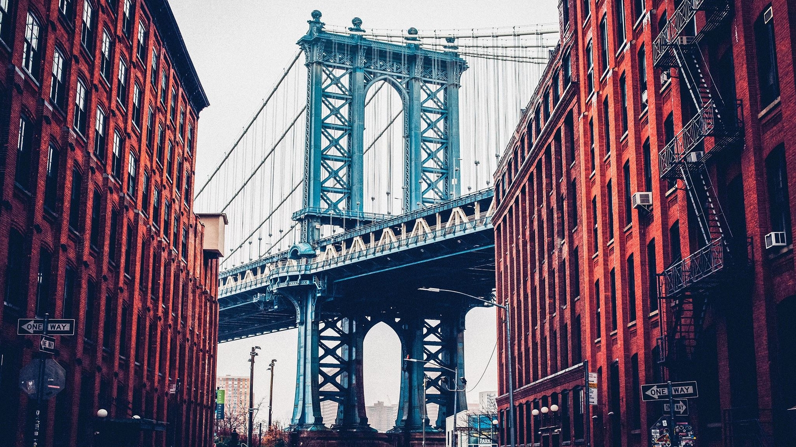 New York City Wall Mural Peel and Stick Wallpaper. Vintage Dumbo NYC. Brooklyn N