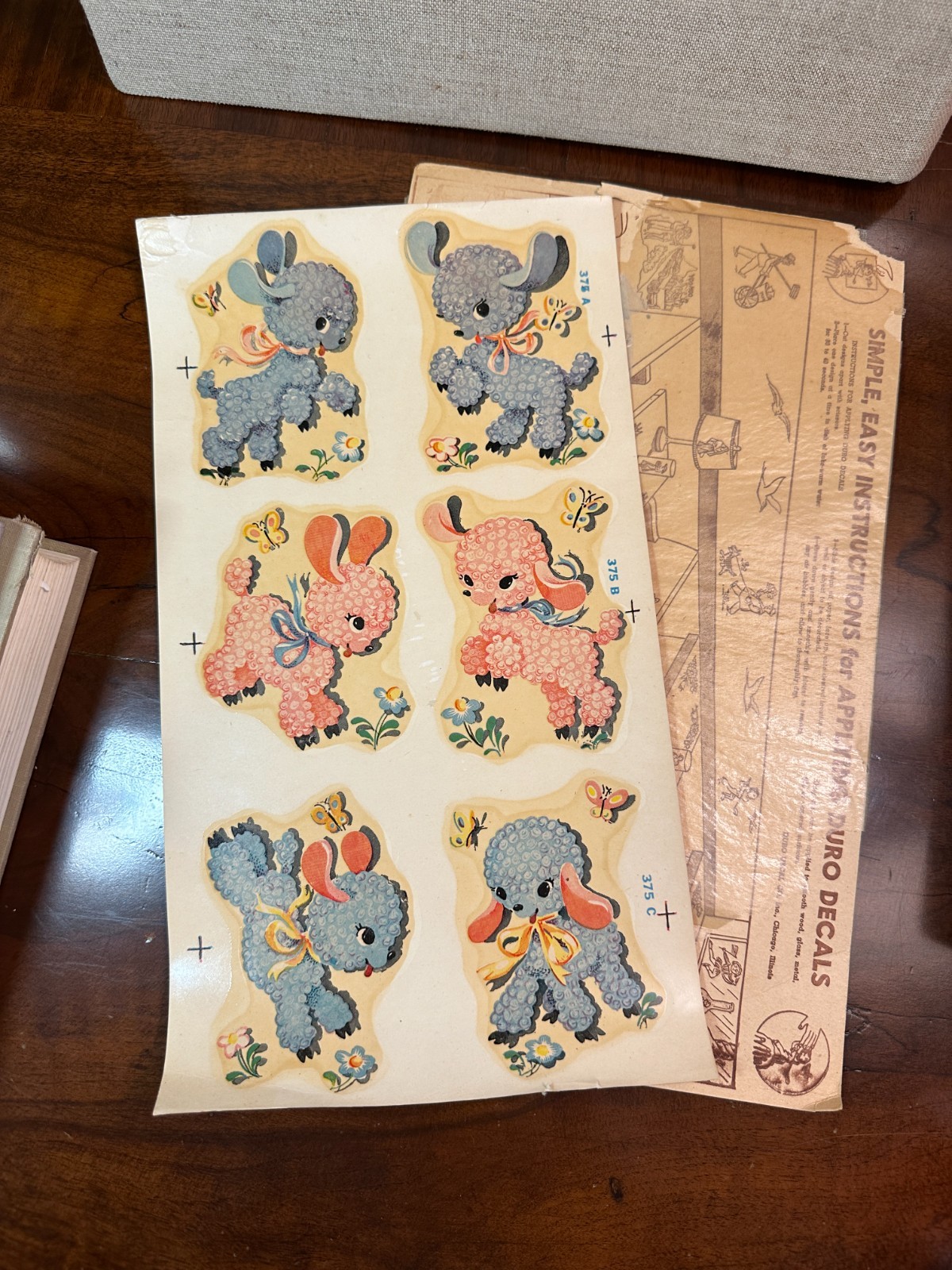 Vintage Lambs Sheep Duro Decals Transfers 1960s 1950s children pink blue kitchy