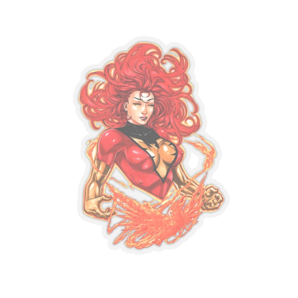 Jean Grey Phoenix Kiss-Cut Stickers, Marvel X-Men Art Decor, Comic Sticker Pack