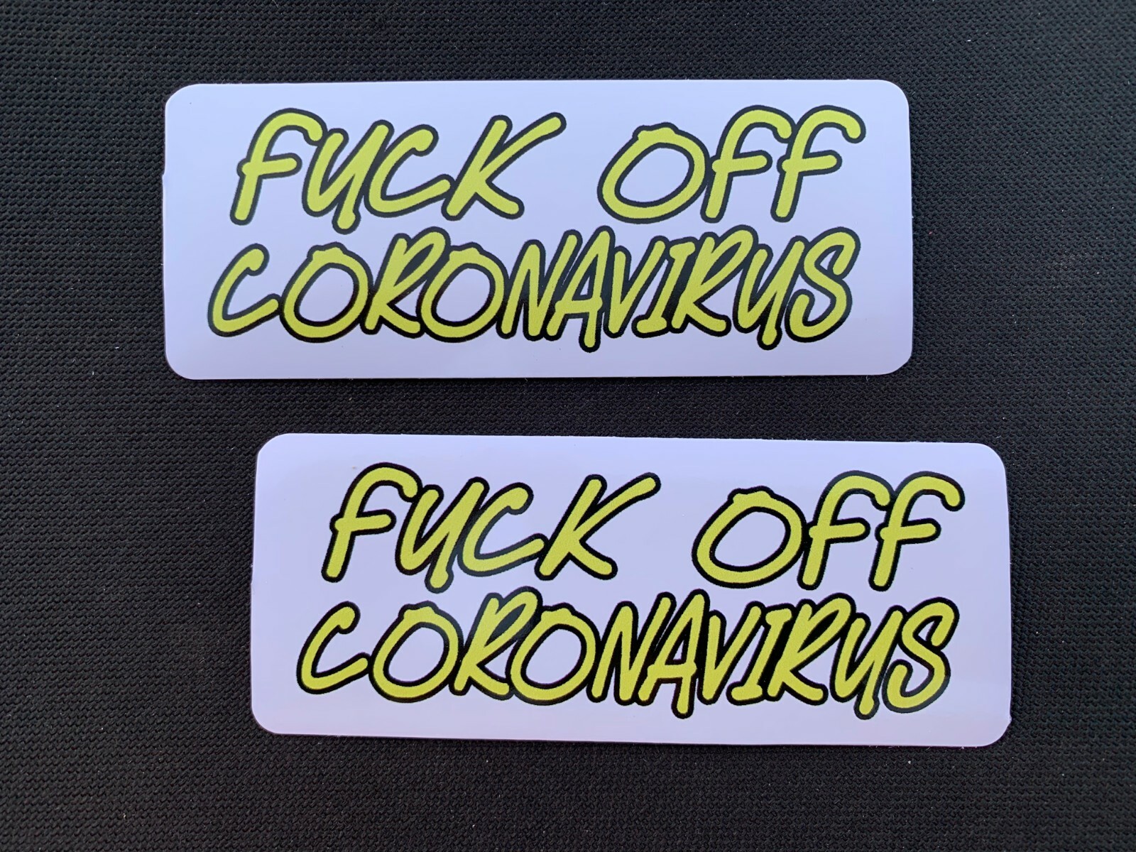 (2) Fudge off Corona pandemic 19 Stickers slap decal window Vinyl Quality