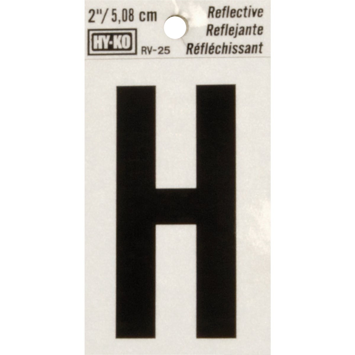 Hy-Ko Vinyl 2 In. Reflective Adhesive Letter, H RV-25/H Pack of 10 Hy-Ko RV-25/H