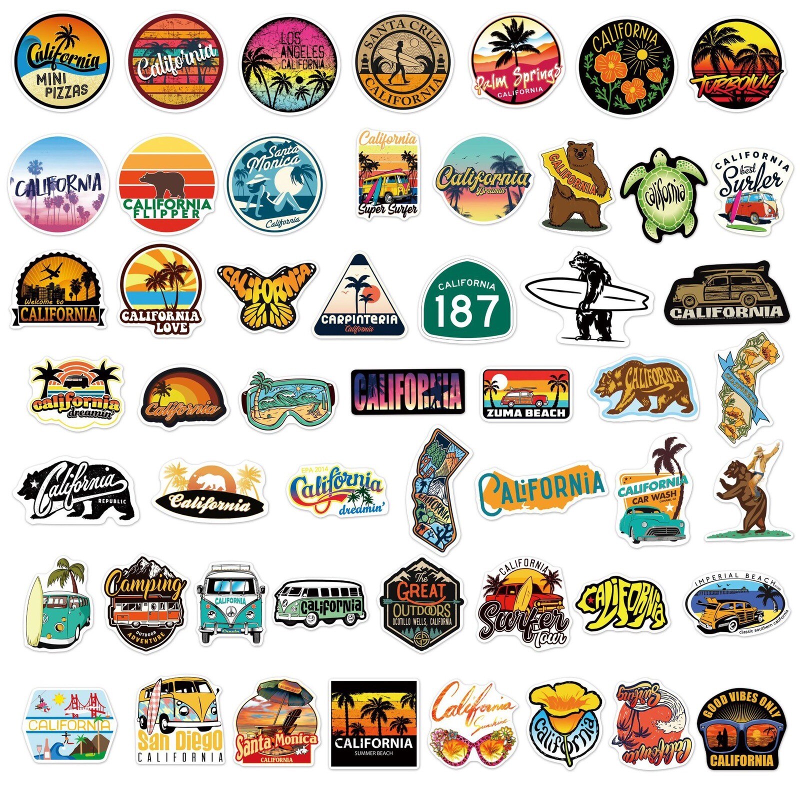 50 California Stickers CA Golden State Decals Laptop Hydro Yeti Free Shipping!