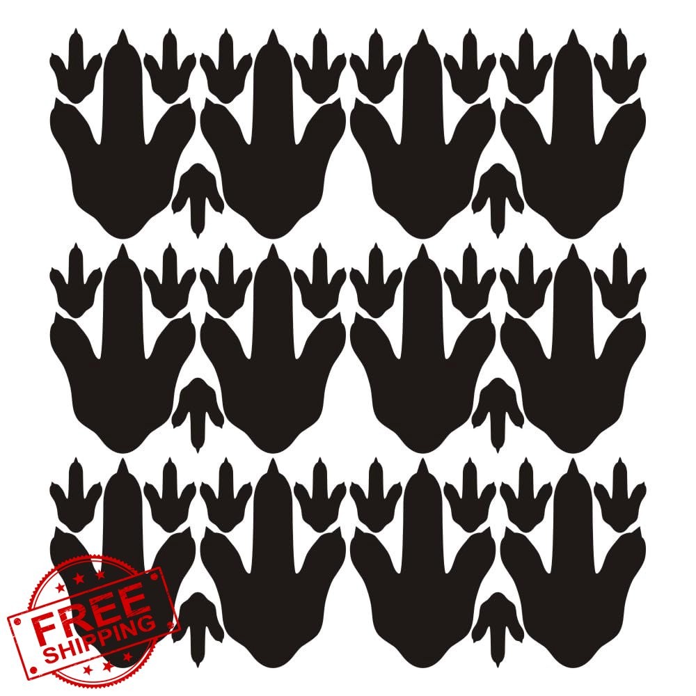 Yuanan Dinosaur Footprint Wall Decals 42Pcs Black Tracks