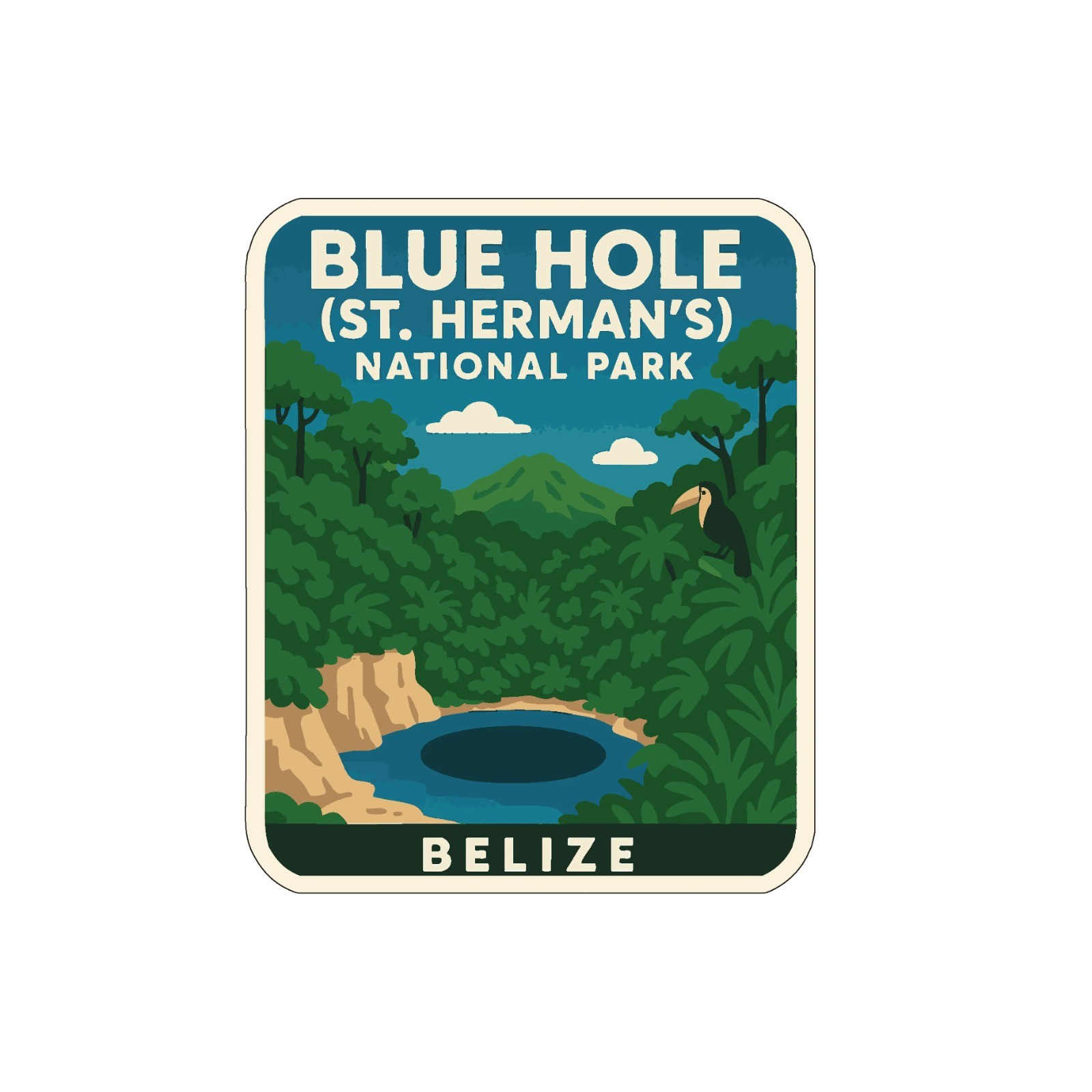 Blue Hole Belize National Park Sticker Decal Vinyl Die-Cut World National Parks