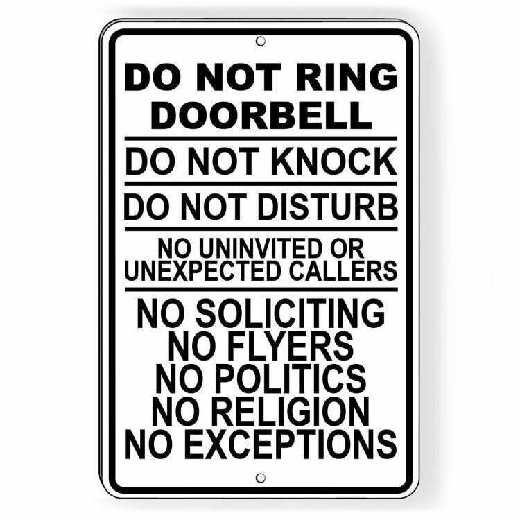 Do Not Ring Doorbell Do Not Disturb Do Not Knock No Soliciting Sign / Decal