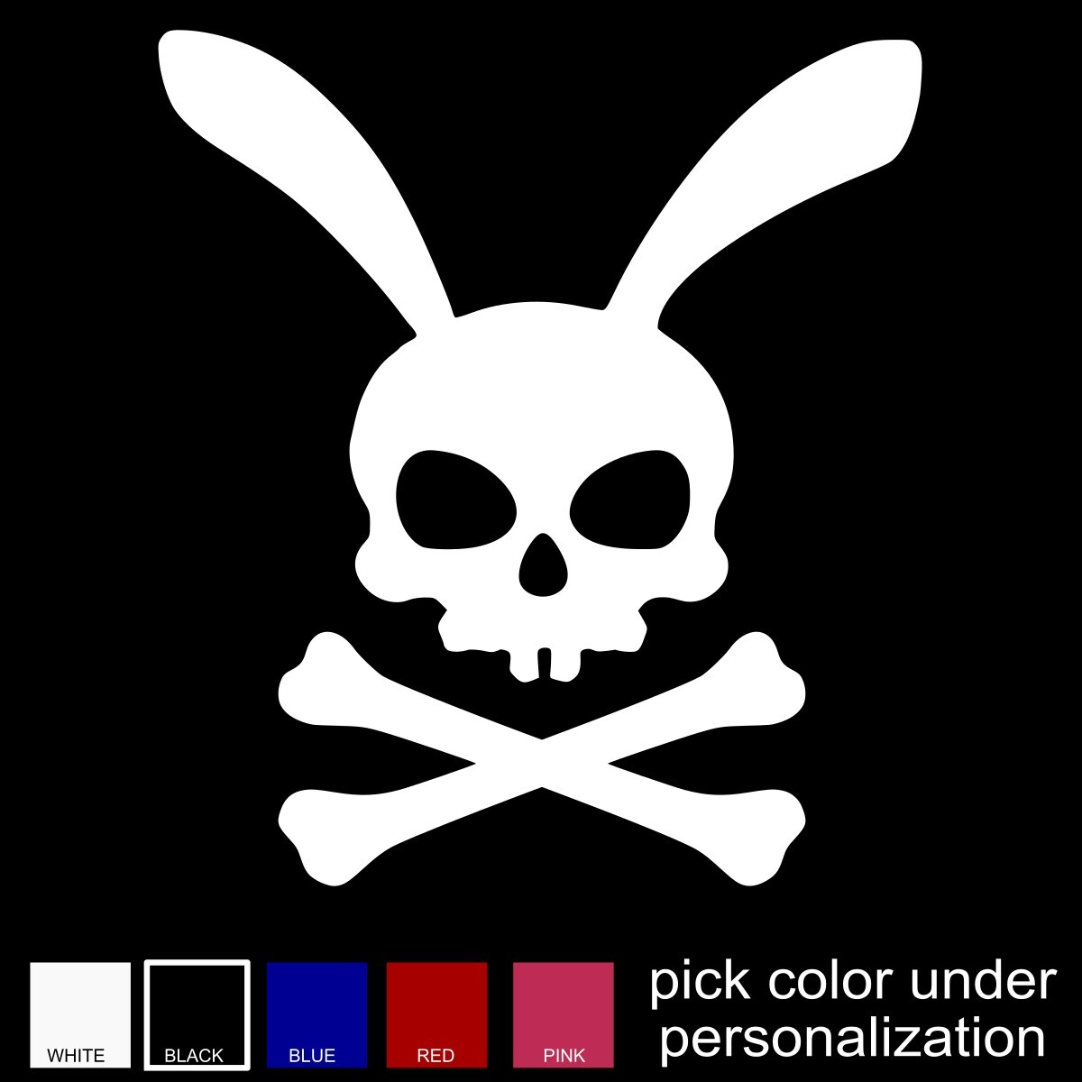Bunny Skull and Crossbones Decal, Evil Rabbit Silhouette Sticker- Vinyl