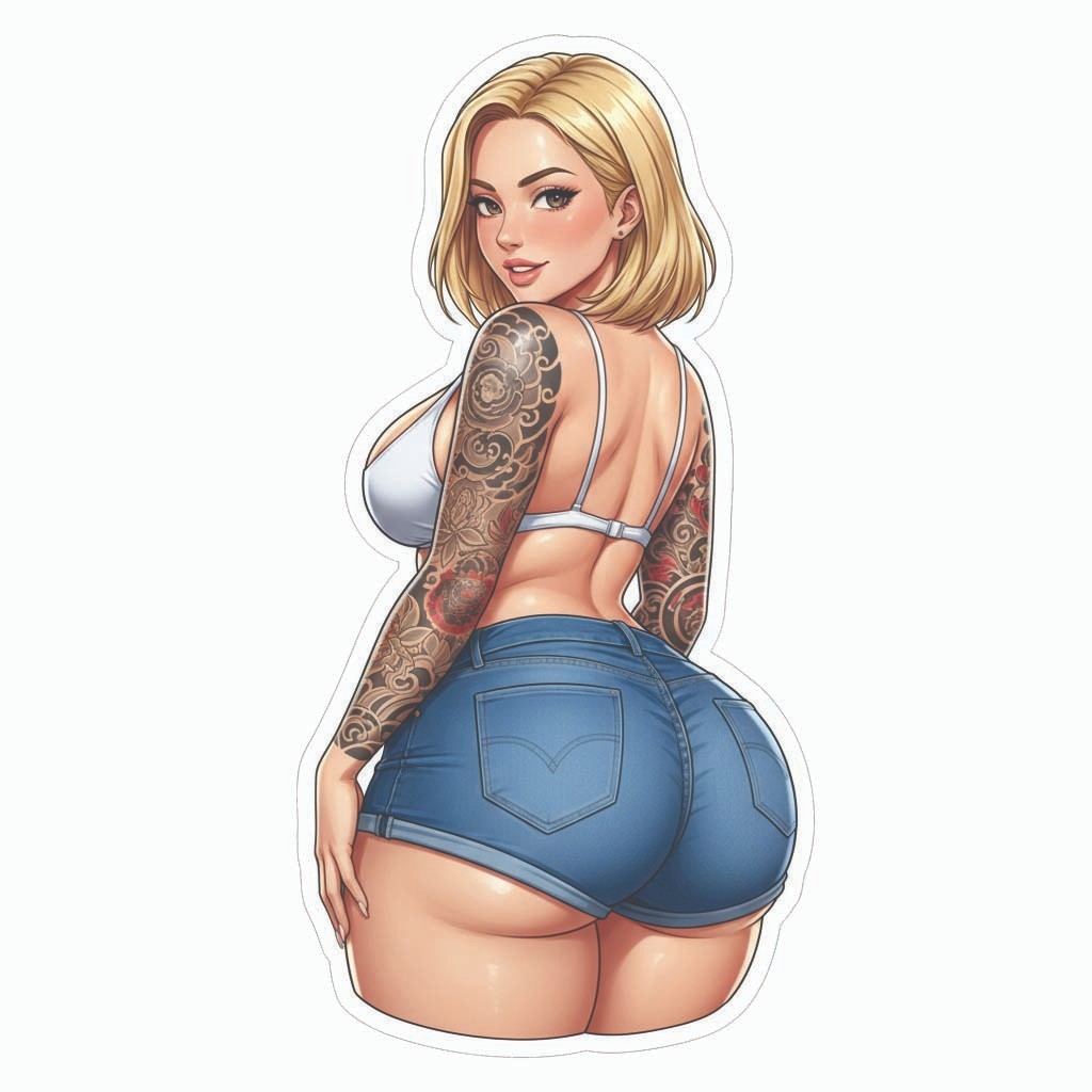Pinup girl Anime sticker vinyl decal corset busty cheeky sexy seductive SSS