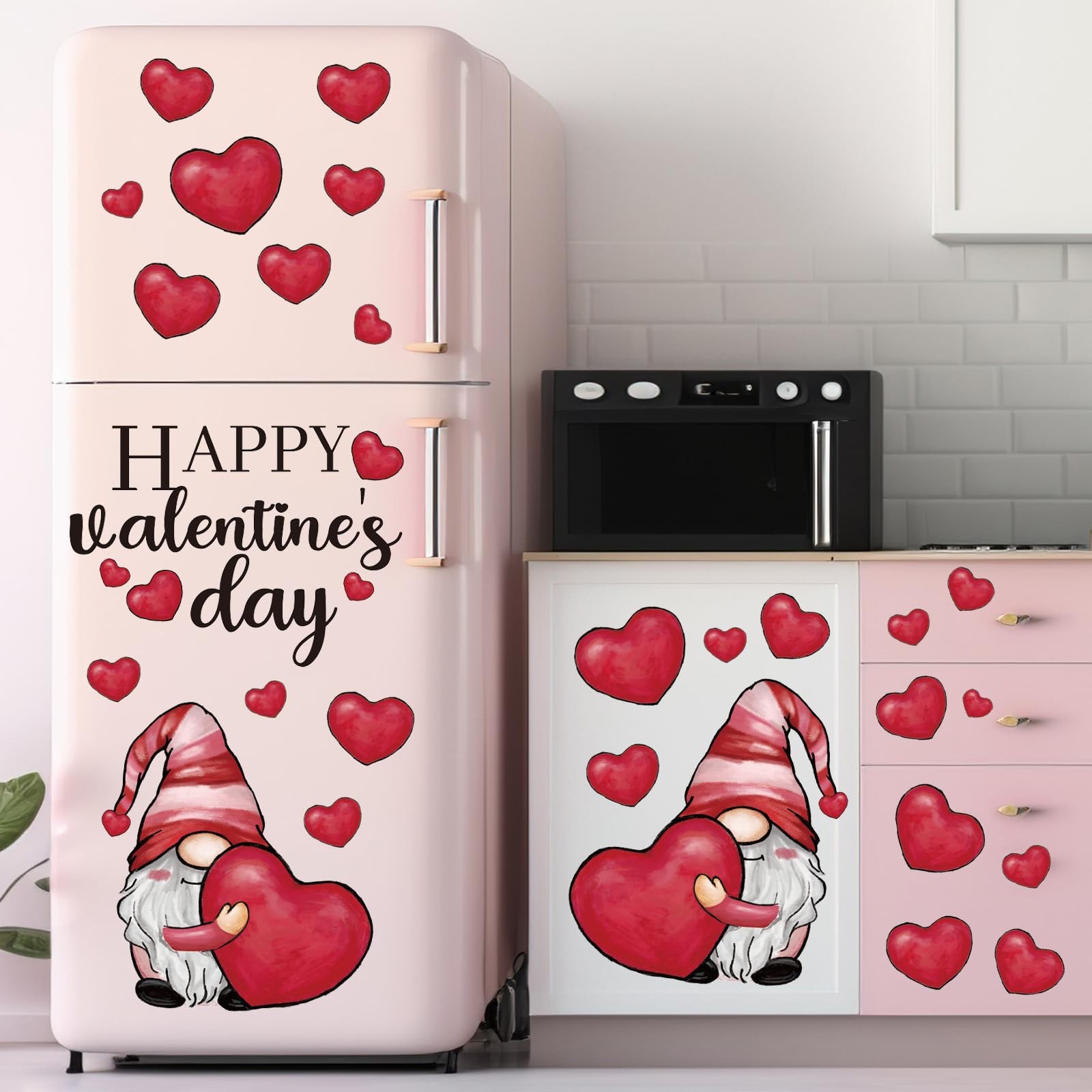 Happy Valentine’s Day Wall Stickers Gnome Love Heart Wall Decals Large Room Mur