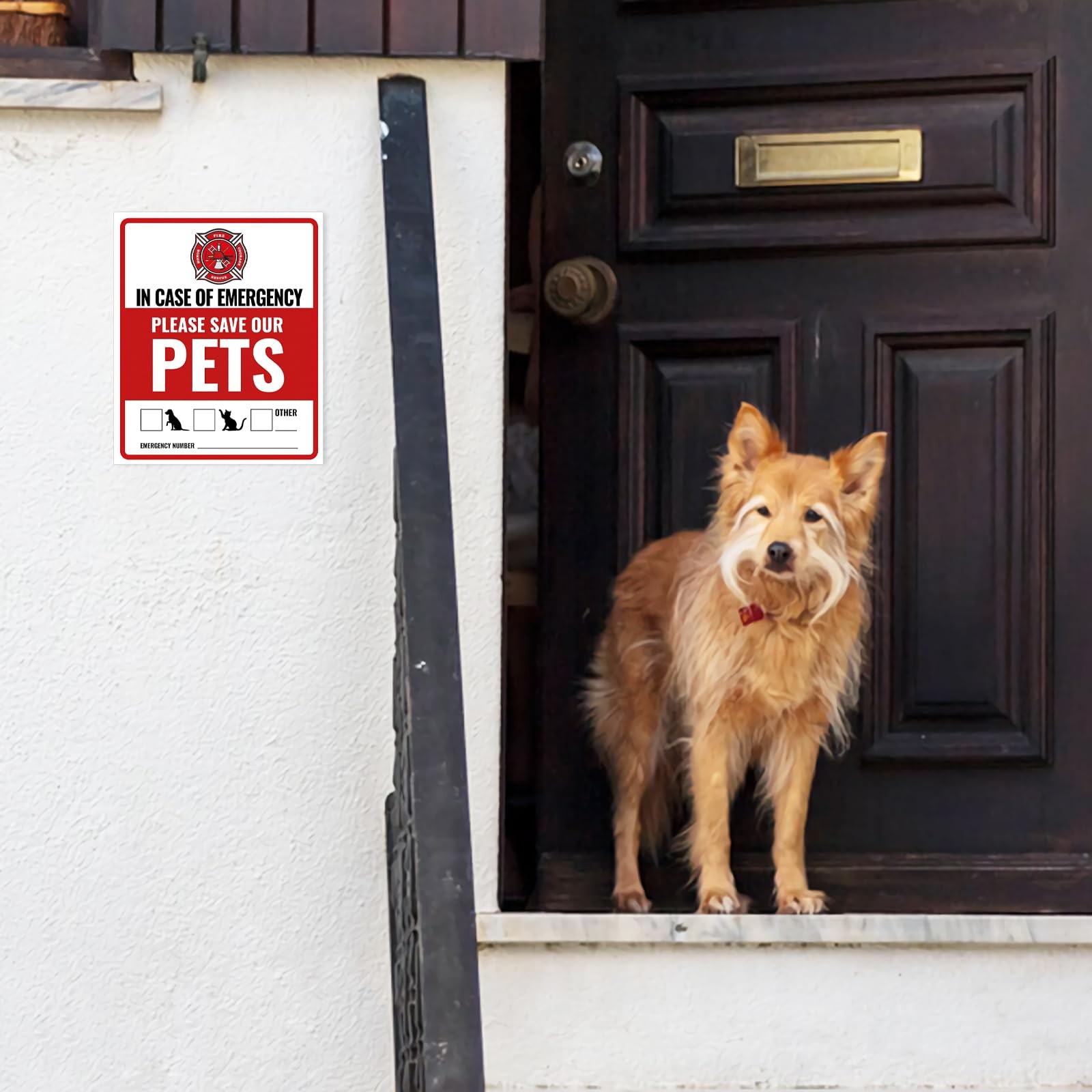 12Pcs Pets Inside Fire Rescue Sticker – 12x10cm Pet Alert Safety Decal for Do…