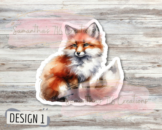 Fox Watercolor Vinyl Stickers 3″ For Laptops, Etc. Indoor, Water Resistant