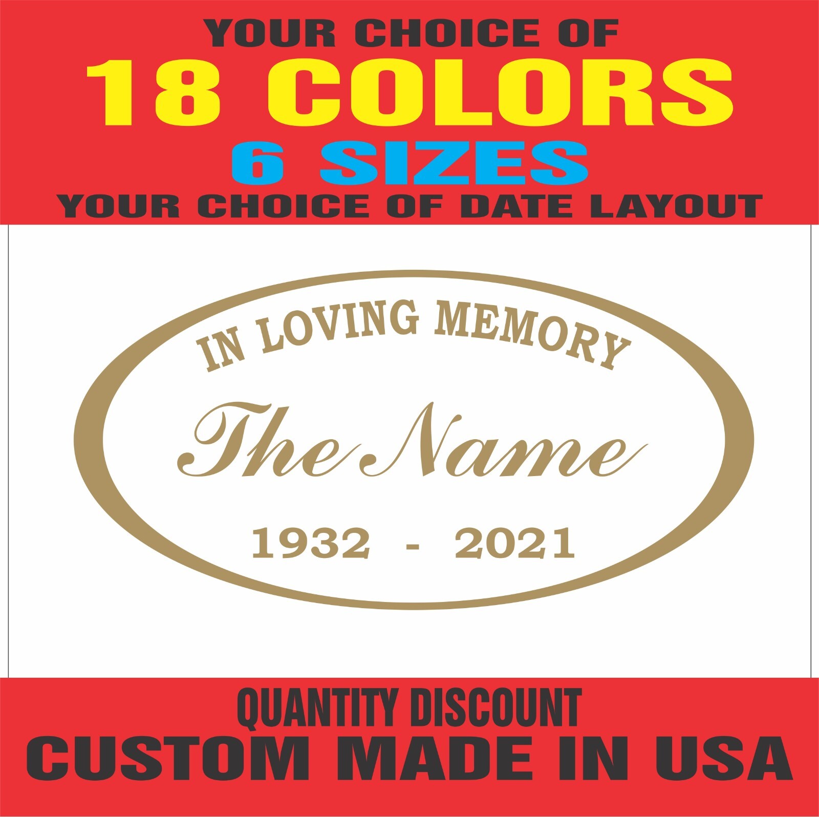 In Loving Memory with Oval Decal Transfer Sticker