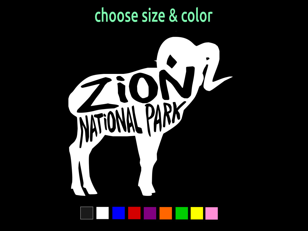 Zion National Park Big Horn Sheep Vinyl Window Sticker Decal CHOOSE SIZE COLOR