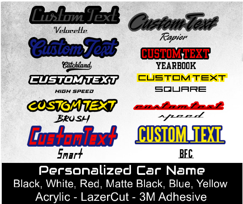 Custom Lazer Cut MULTI COLOR Car Emblem Acrylic Badge Customized Text Names LOGO