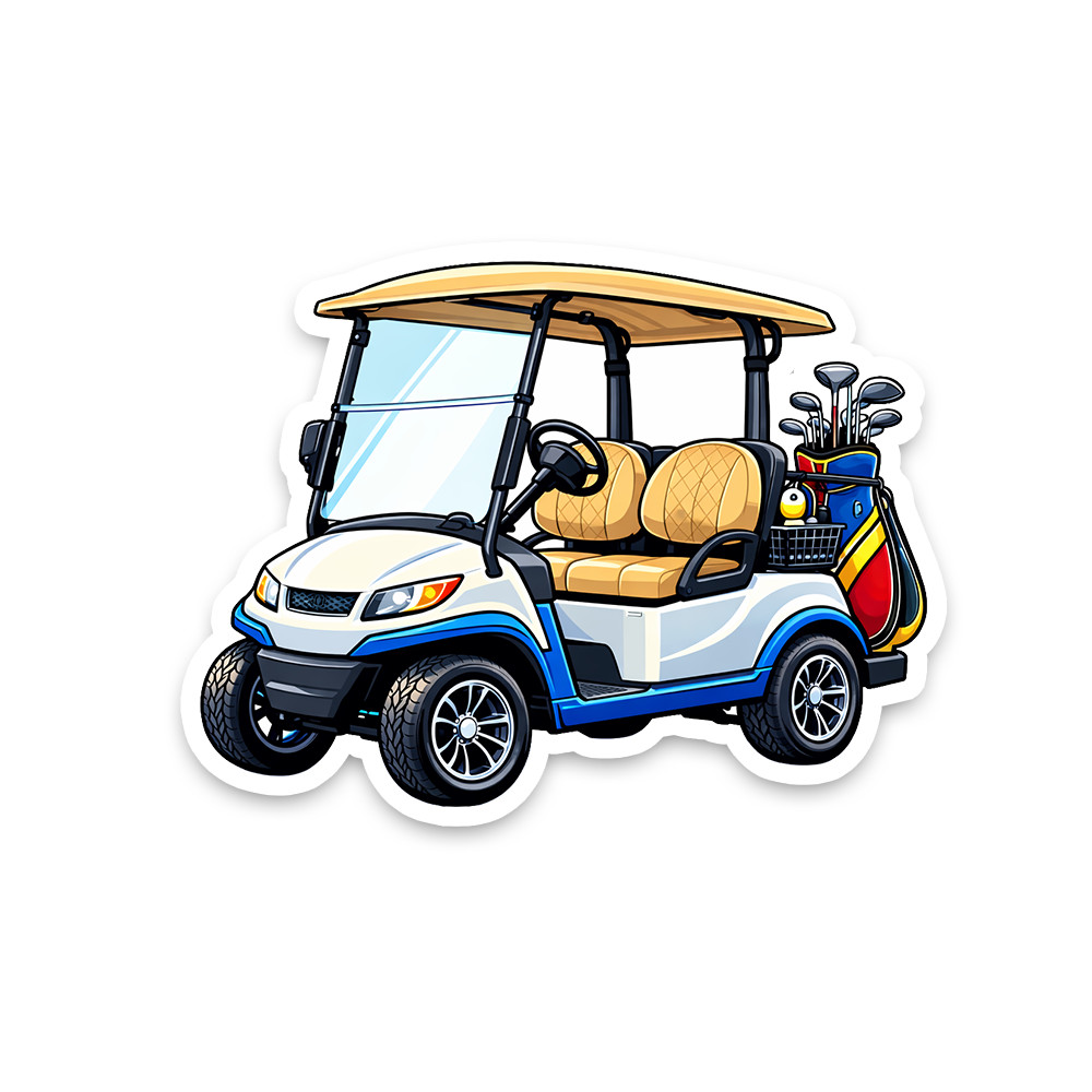 Golf Cart Sticker 4 Inch Vinyl Decal Golf Club Golfer Art Original Waterproof