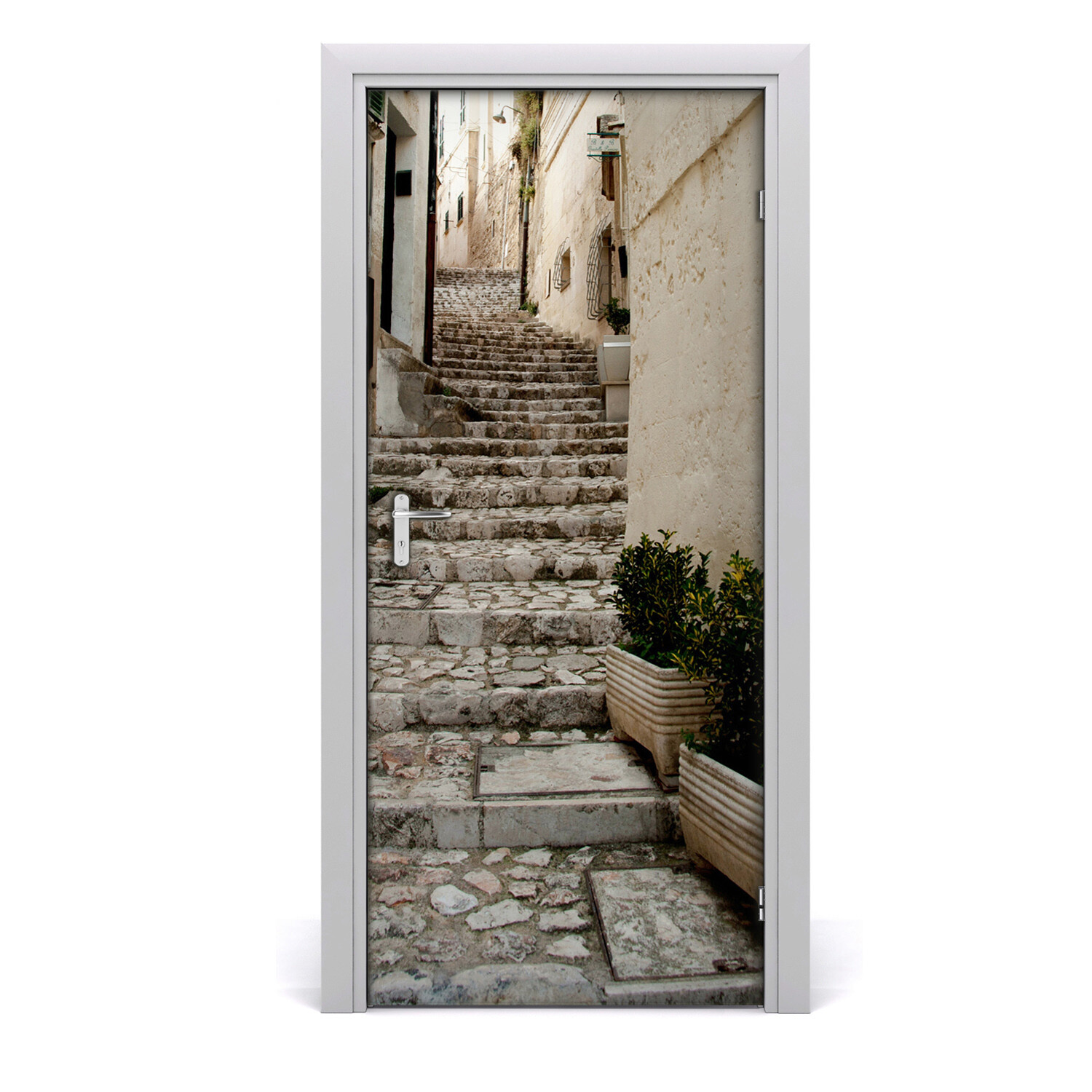Self adhesive Door wrap removable Peel & Stick Architecture A charming street