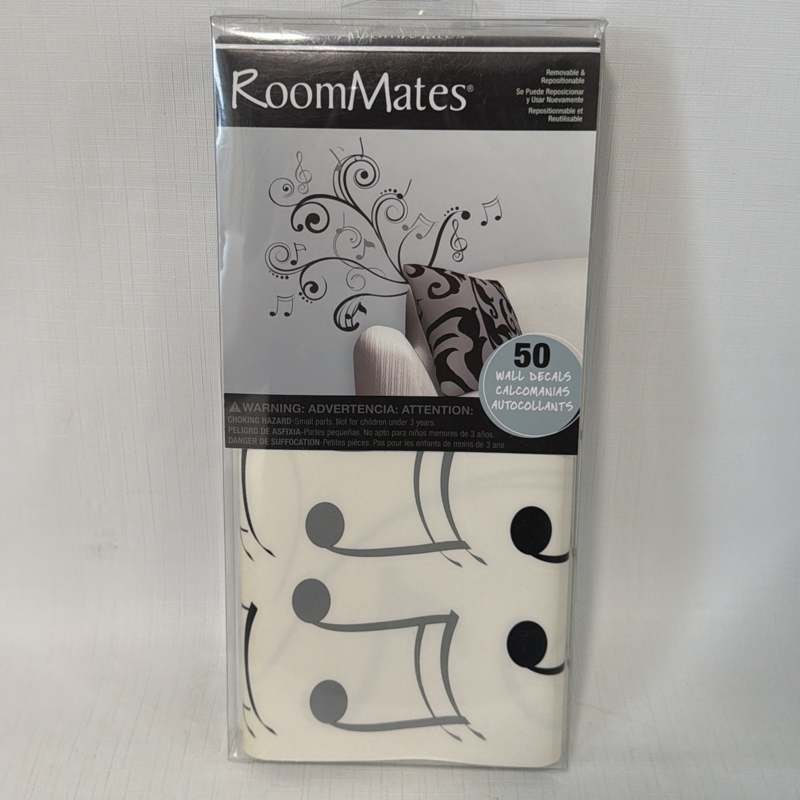RoomMates Peel and Stick Wall Decals Removable Music Notes NEW IN PACKAGE NIP