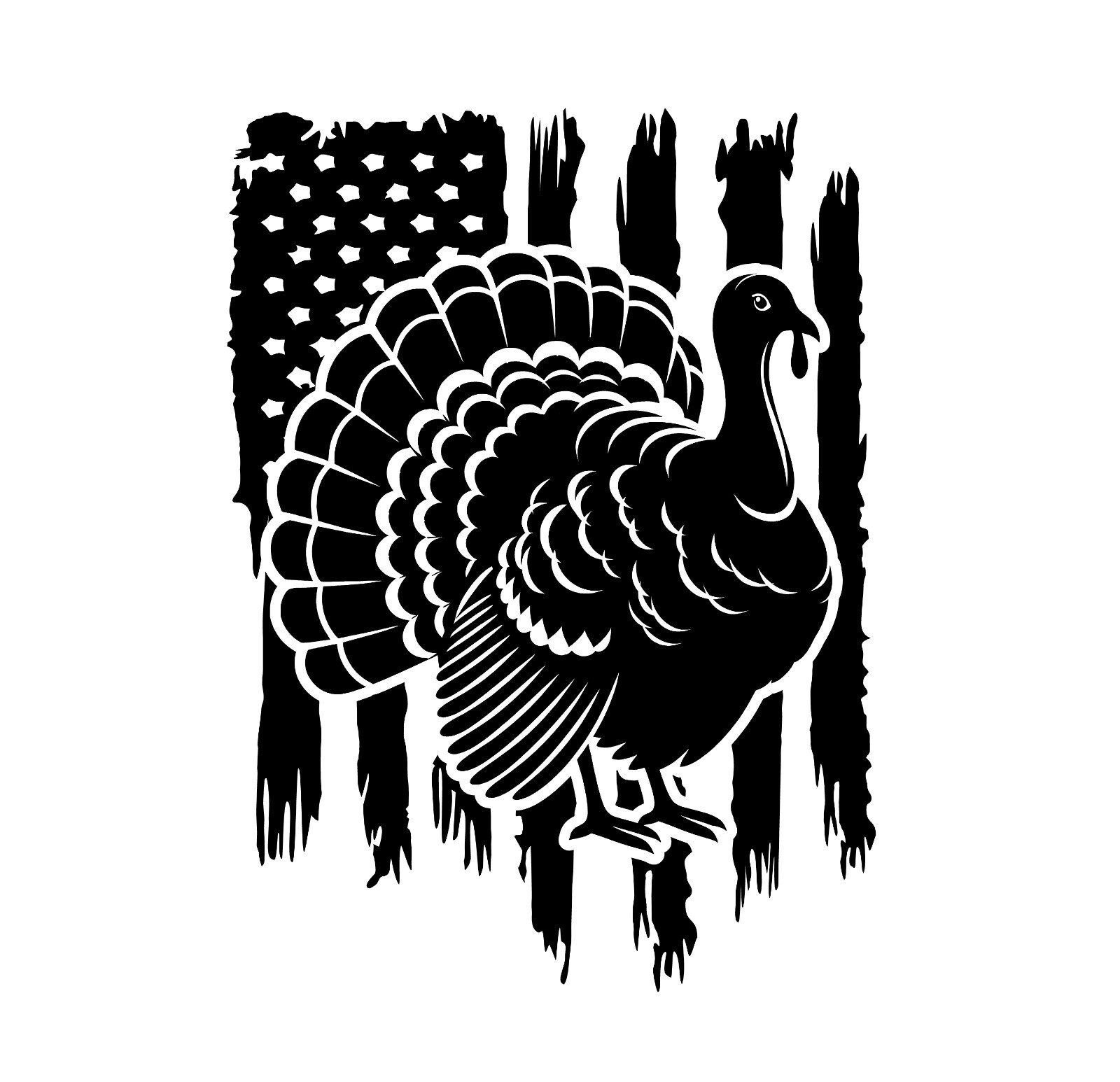 Distressed American Flag Turkey Hunt Gobbler Hunter Outdoor Decal Sticker