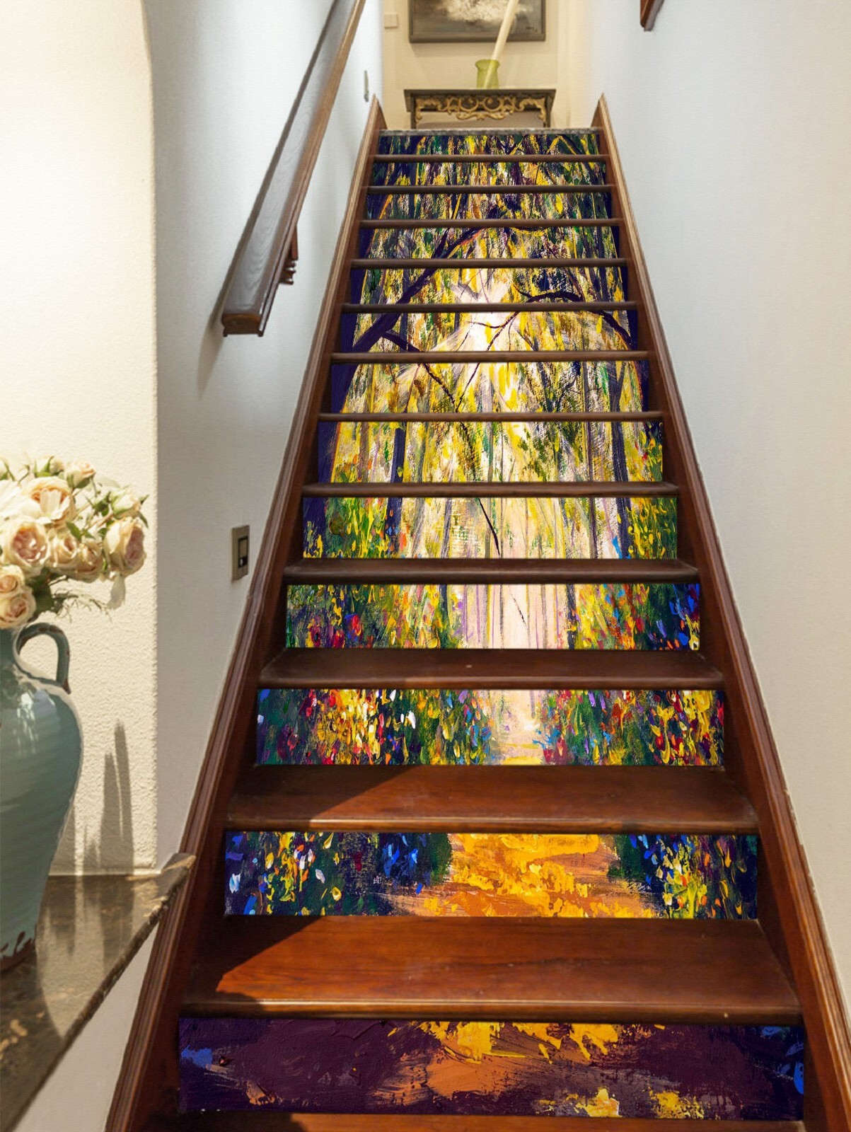 3D Oil Painting ZHU806 Stairs Risers Decoration Photo Mural Vinyl Wallpaper Amy