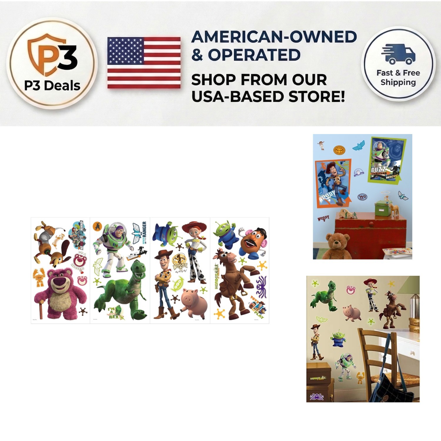 Enchanting Toy Story 3 Wall Decals – 34 Removable Glow in the Dark Pieces