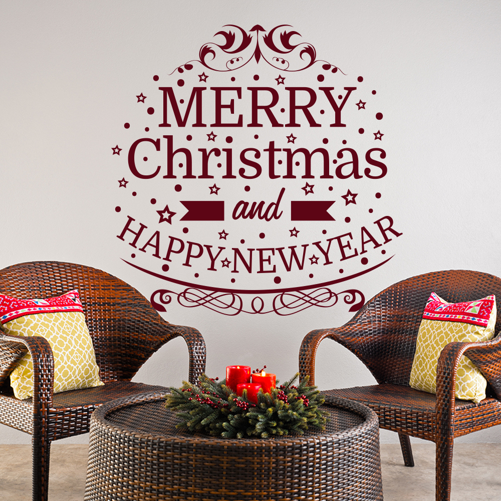 Merry Christmas Wall Decal New Year Sticker Holiday Vinyl Art Home Decor MA321