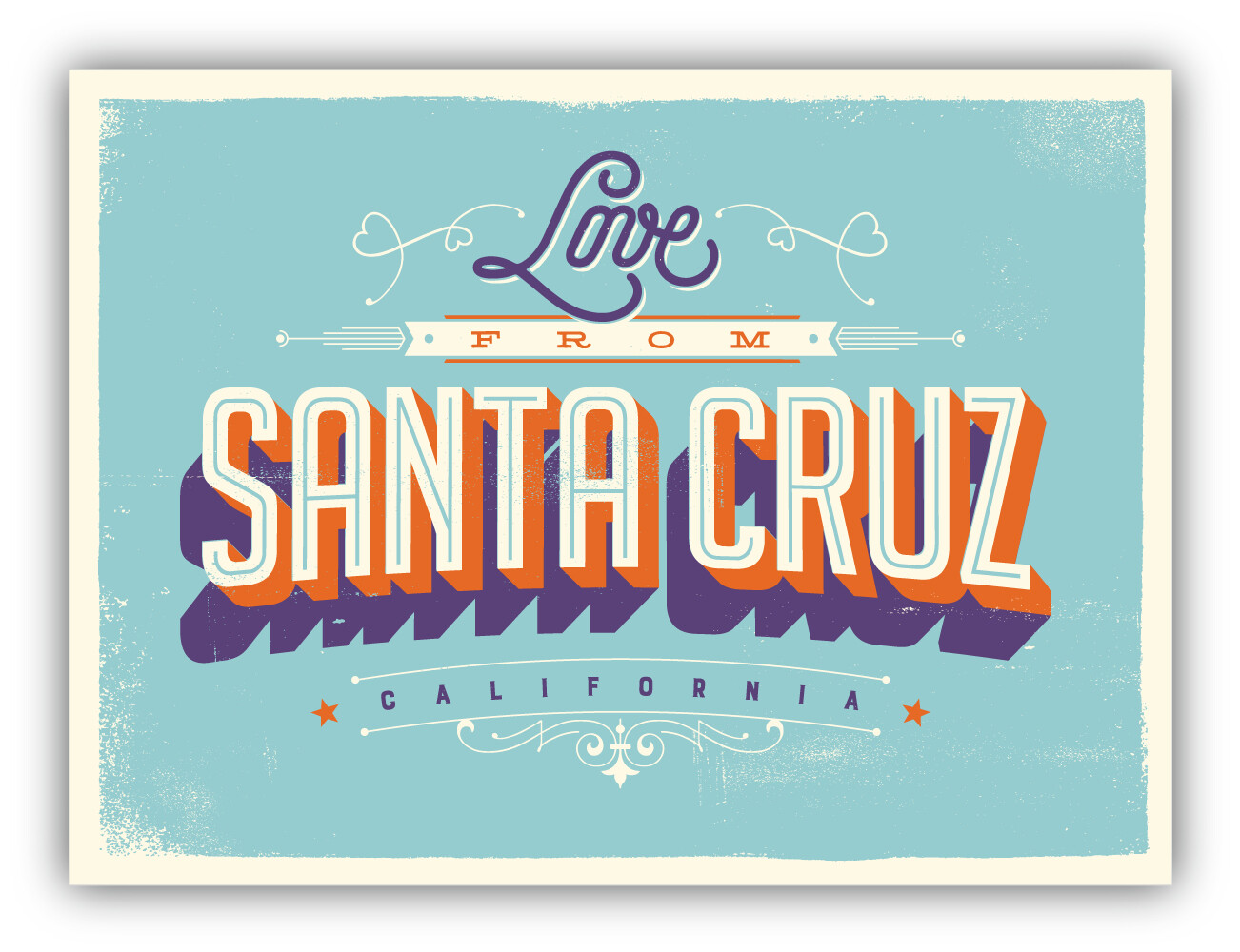 Love From Santa Cruz California USA Vintage Vinyl Sticker Decal