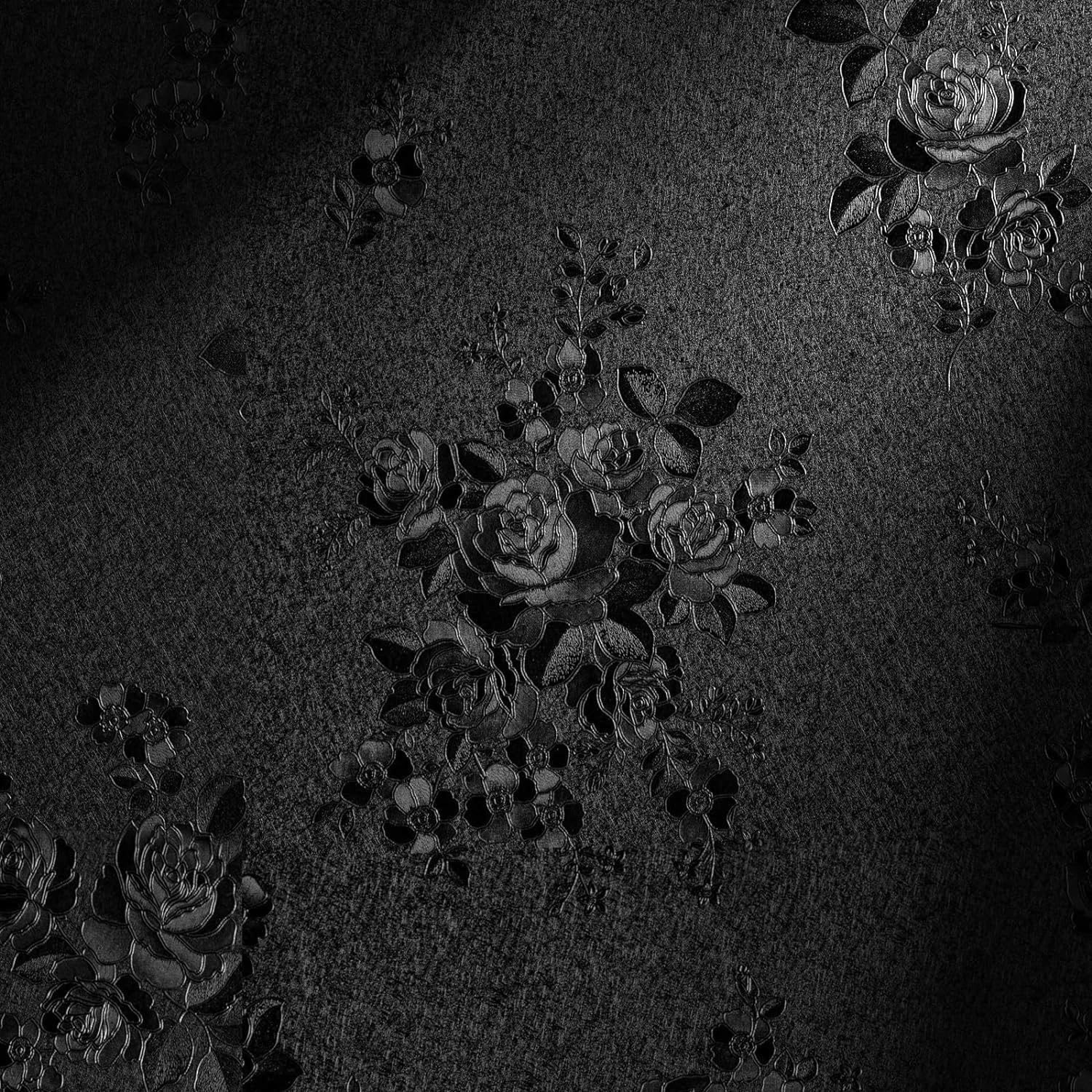 Erfoni Black Peel and Stick Wallpaper Black Floral Embossed Contact Paper 17….