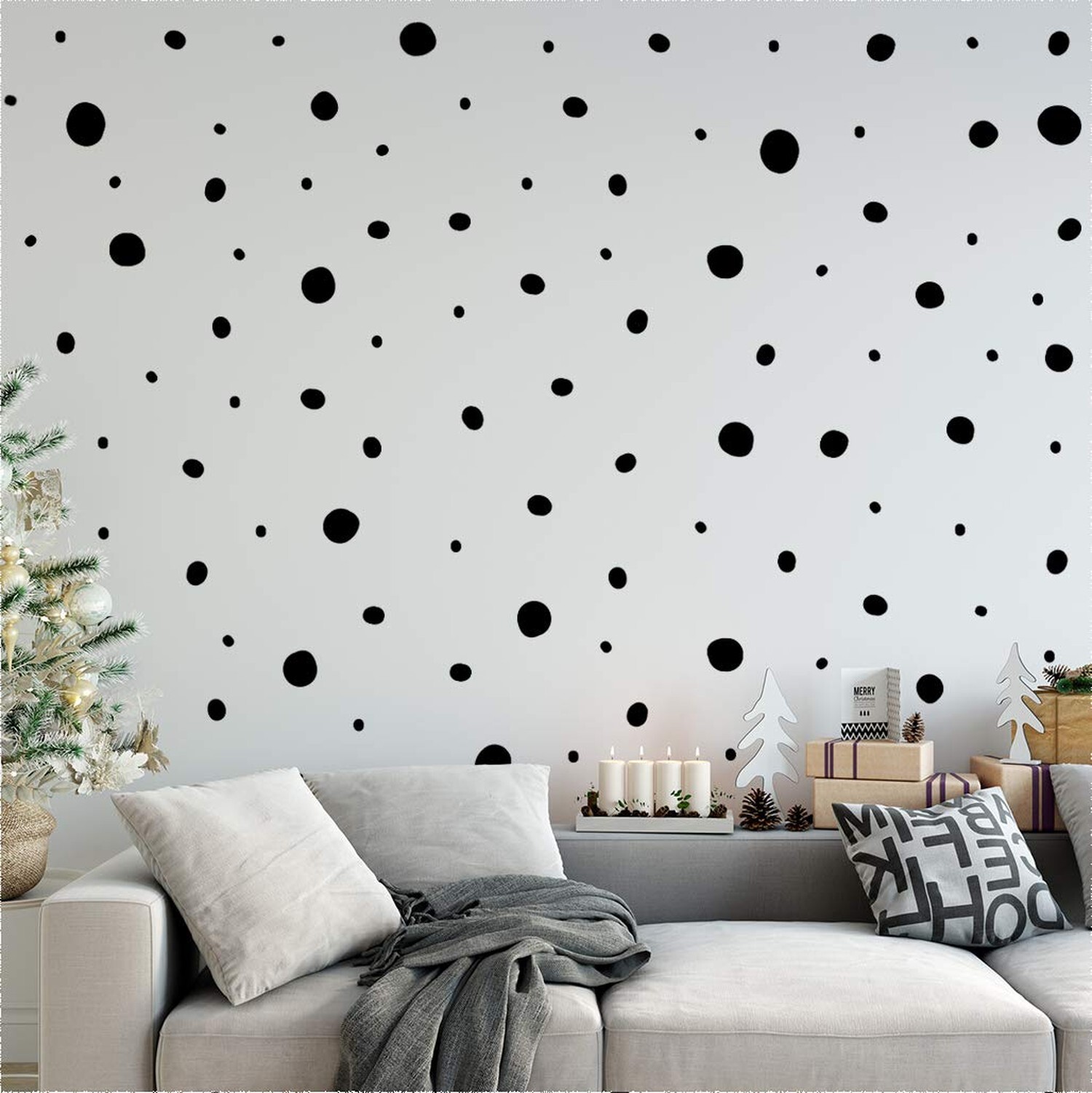 | Hand Drawn Blobs & Dots Dalmatian Irregular Shape Home Nursery Decoration P…