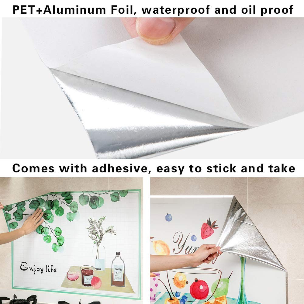 Oil Proof Wall Stickers Wallpaper Kitchen Backsplash Wall Protector Tools Pat…