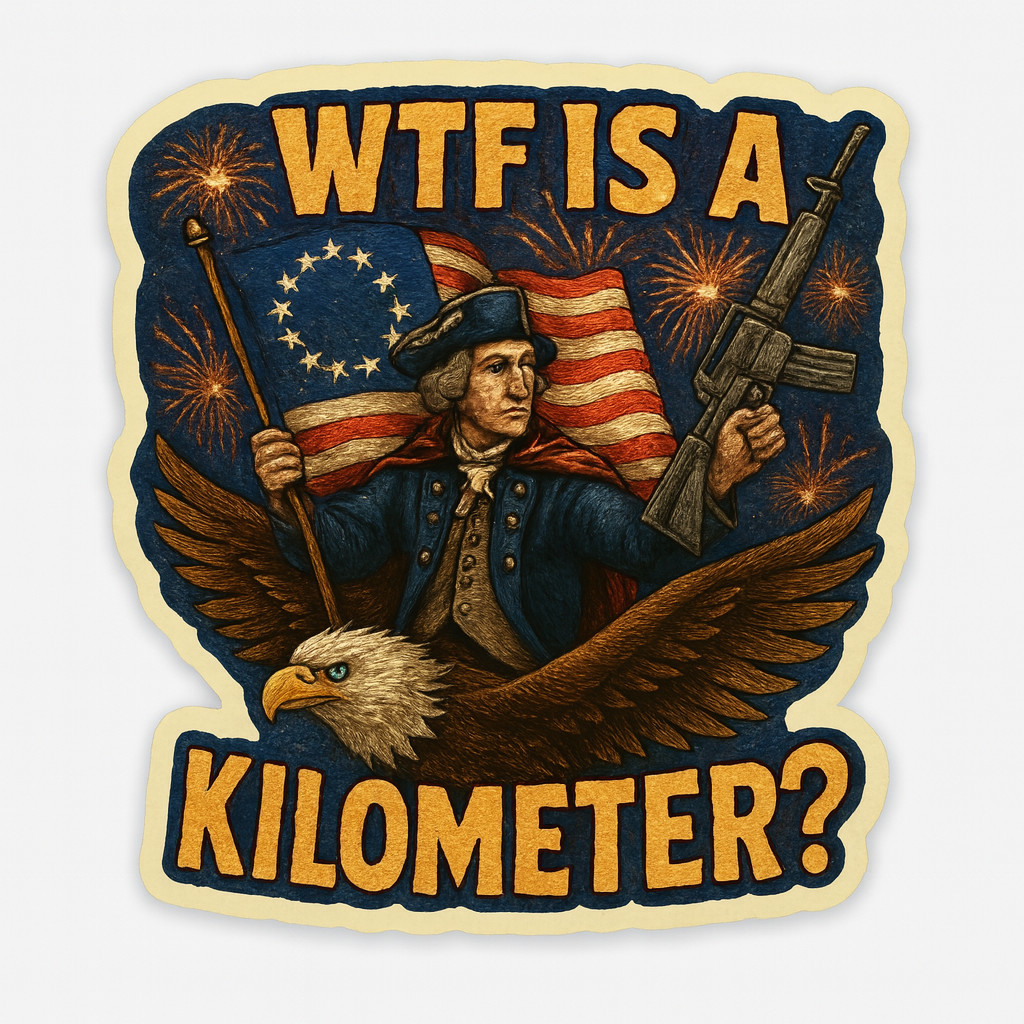 WTF Is A Kilometer Sticker, George Washington Vinyl Decal gun America