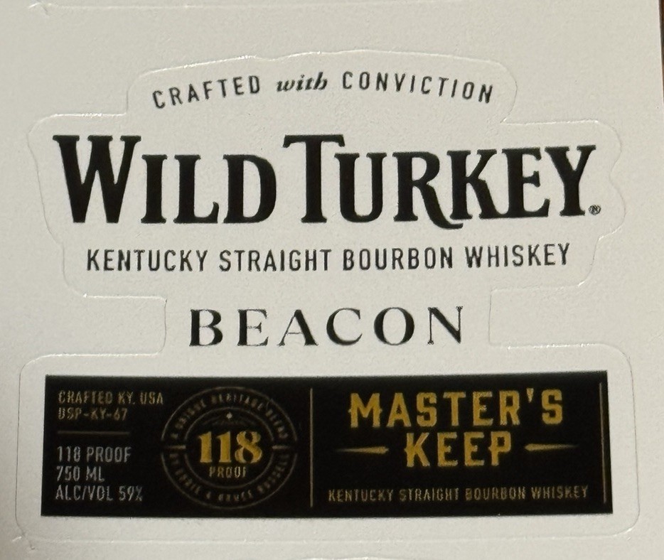 Wild Turkey Masters Keep Beacon Mini Taster Bottle Labels – Full Set Of 6 Labels
