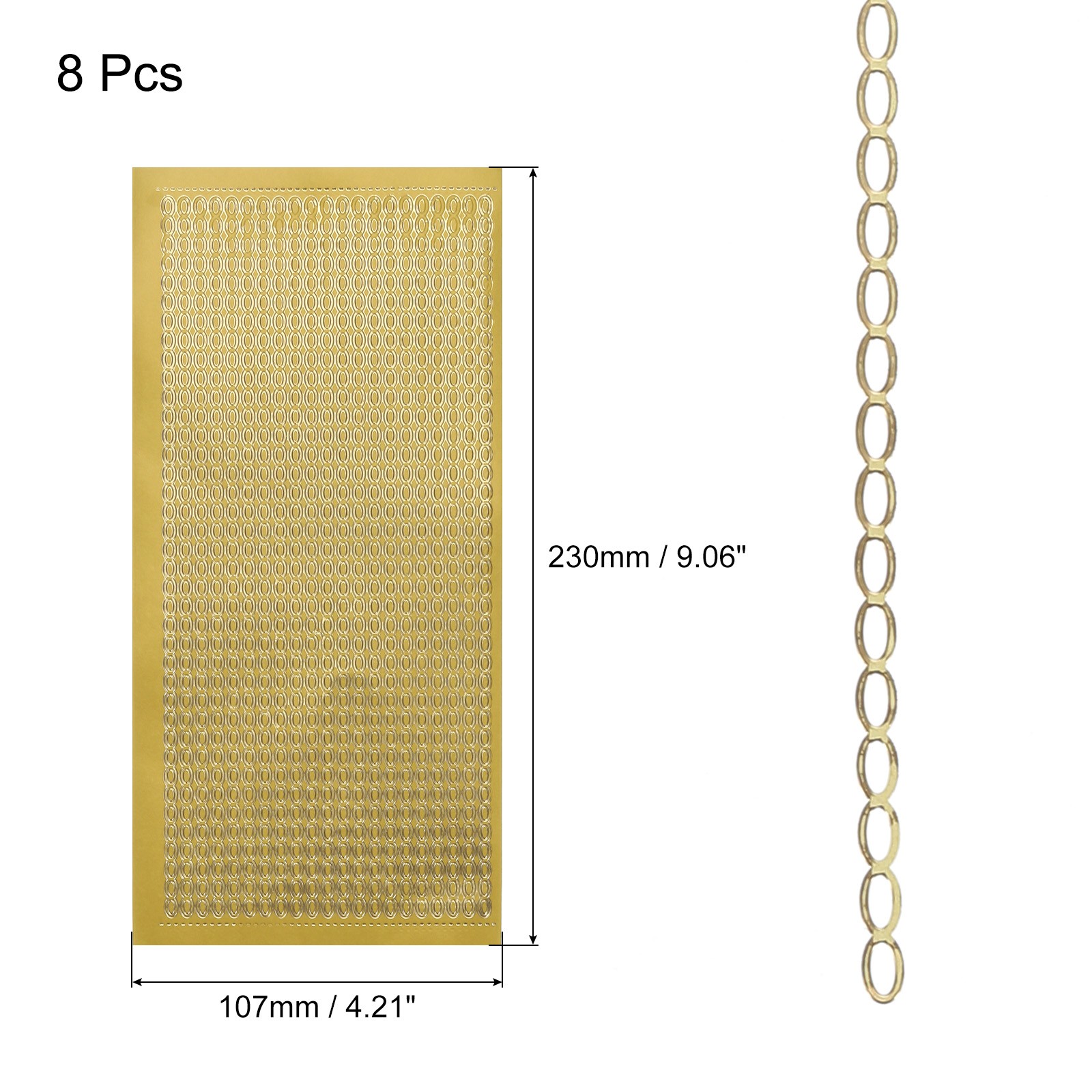 8 Sheets Art Stickers Decals Gold Chains Sticker Self Adhesive for Scrapbook