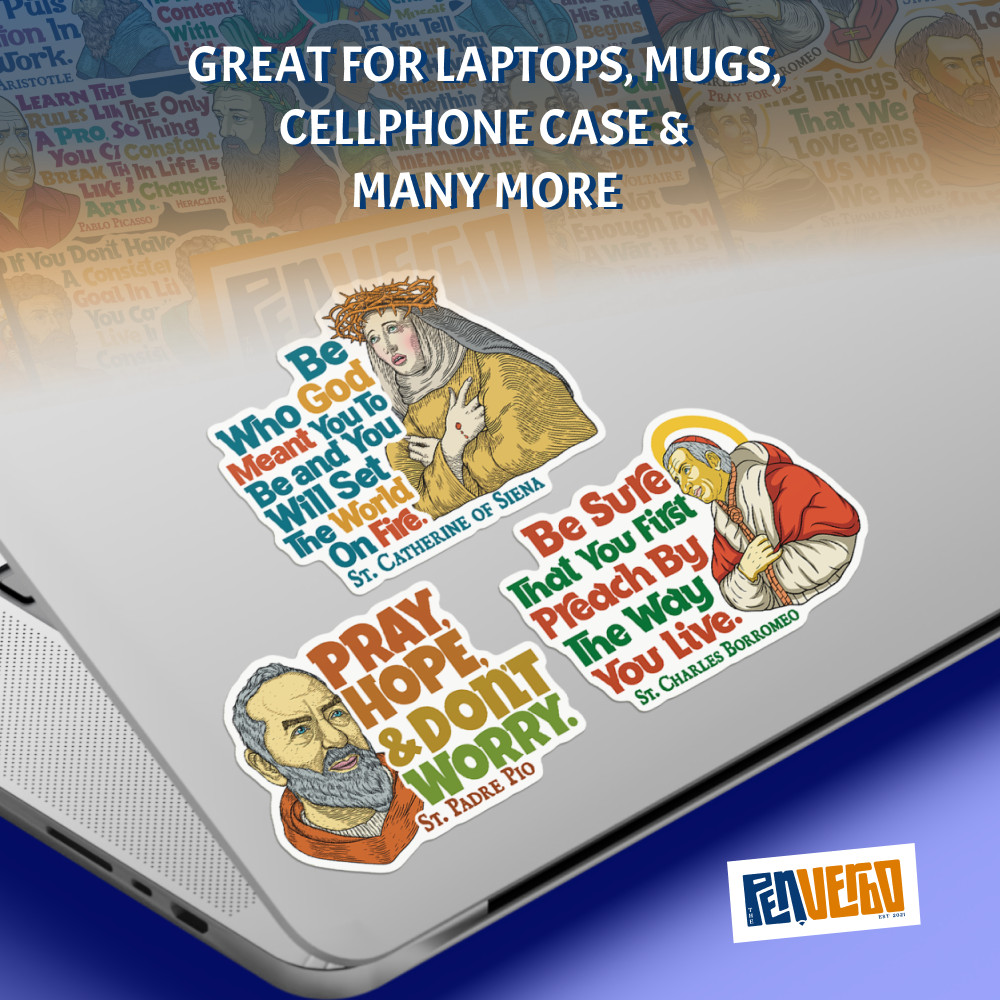 Padre Pio Quote Sticker 2pcs | Pray Hope & Don’t Worry | Saint Sticker | SQ400