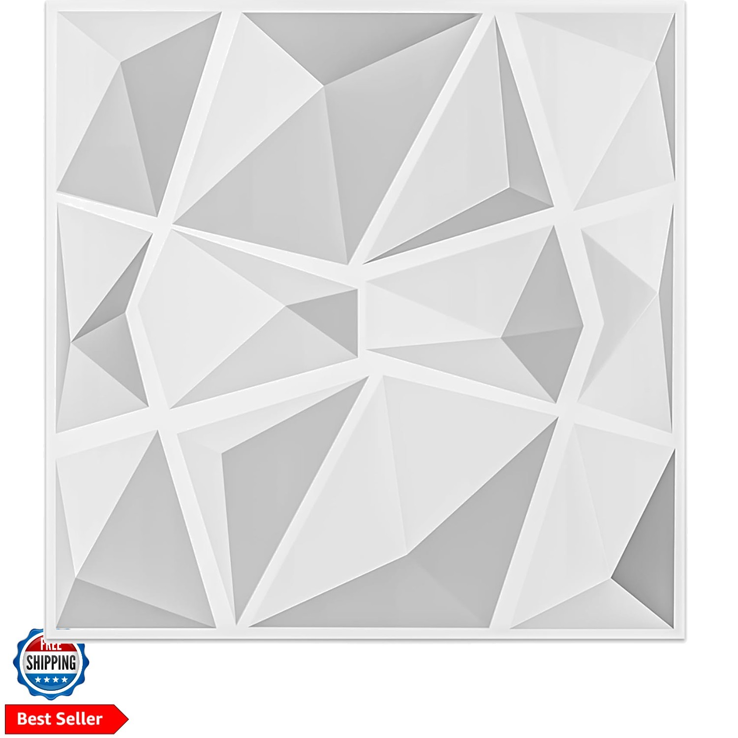 12 Pack 3D Diamond Design Wall Panels 19.7″x19.7″ PVC Panel for Interior Wall…