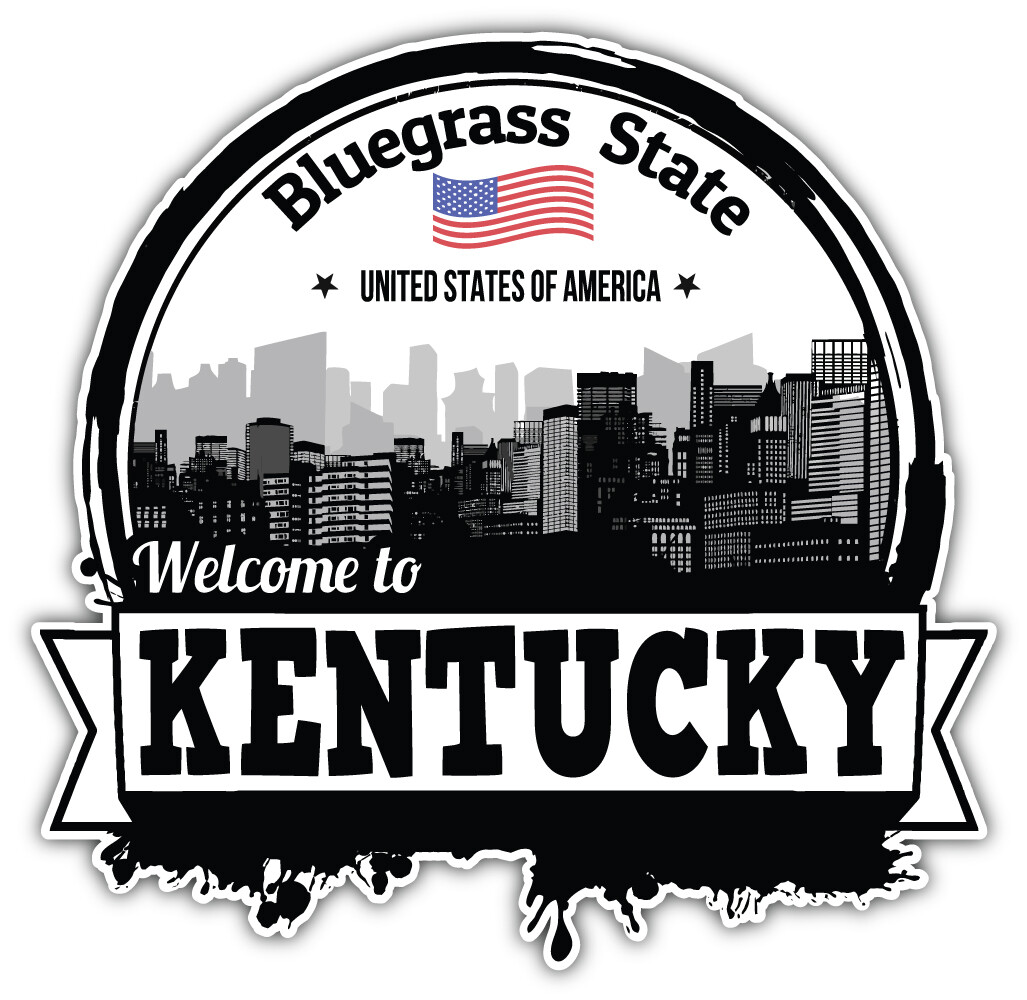 Kentucky USA State Grunge Welcome Badge Car Bumper Sticker Decal “SIZES”