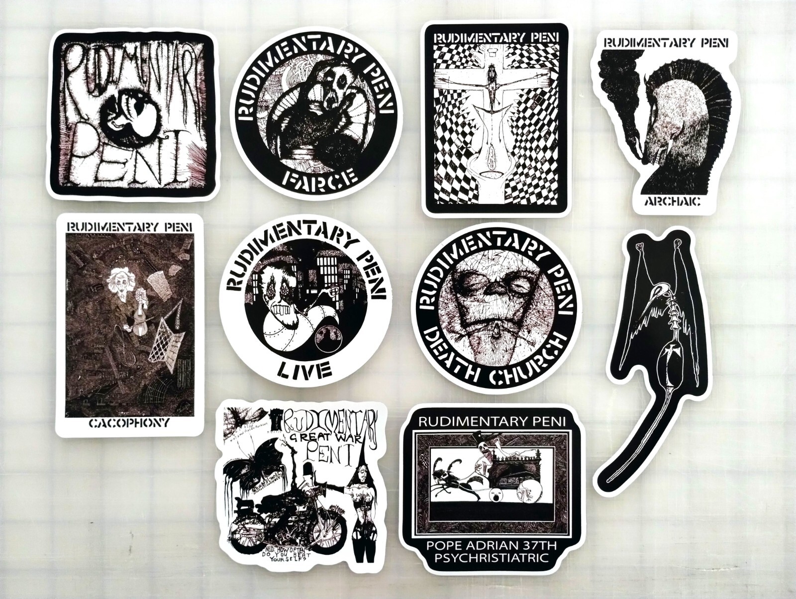 Rudimentary Peni Vinyl Sticker Lot (10 Stickers) crust punk crass goth dystopia