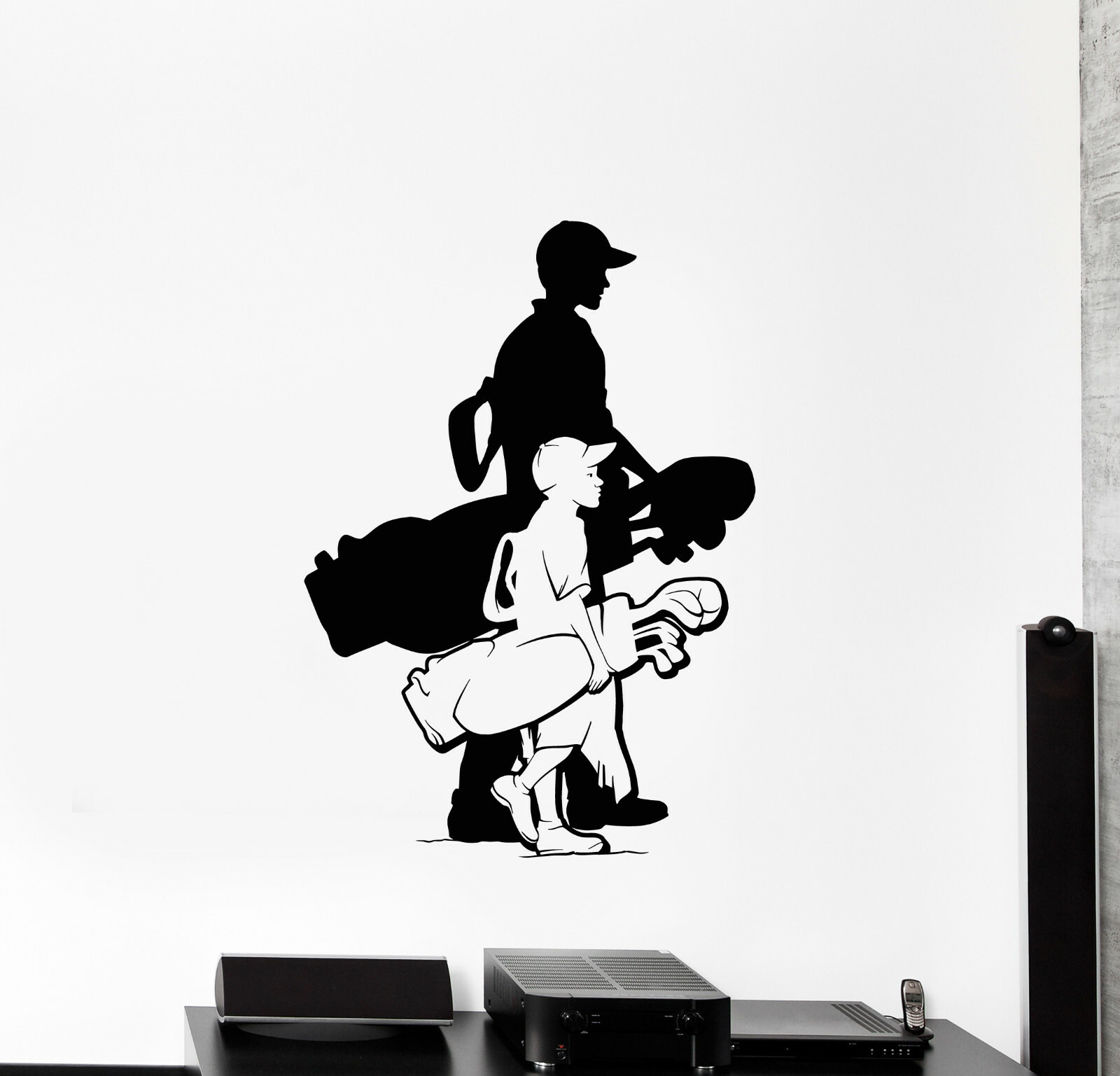 Vinyl Wall Decal Golf Players Father Son Golf Club Silhouette Sticker (ig5283)