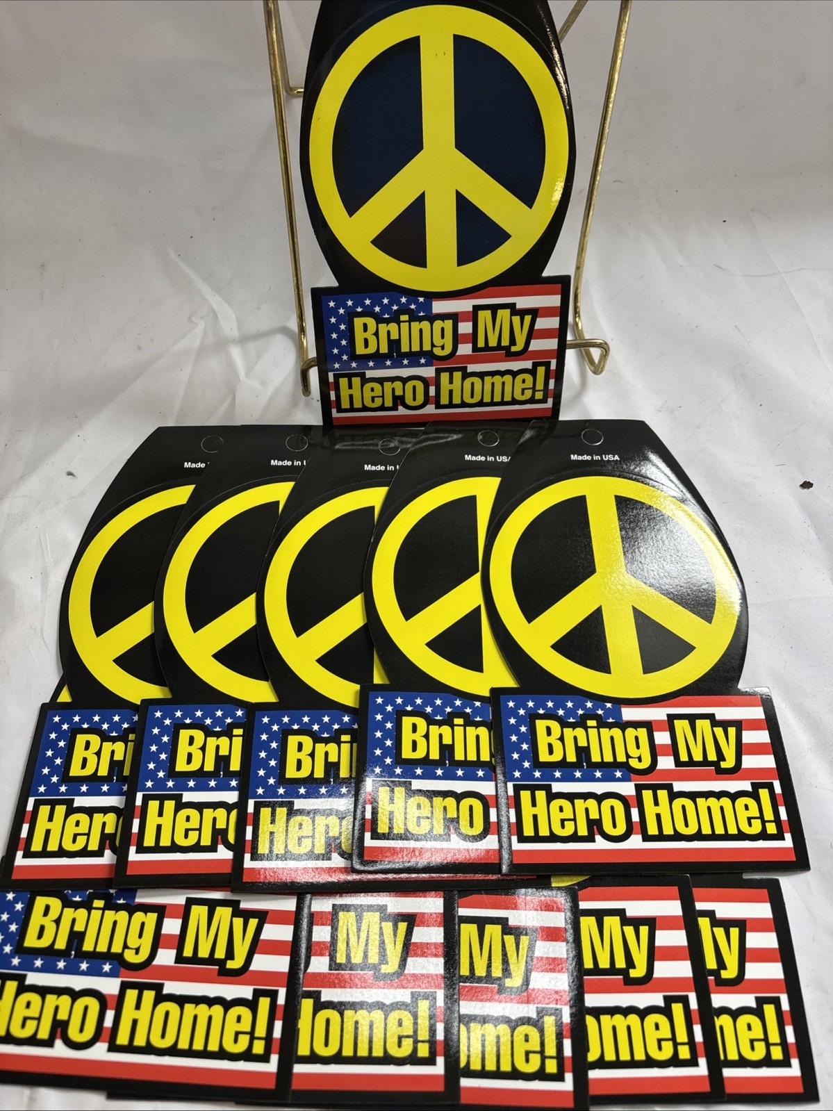 Lot Of 10 Bring My Hero Home! 6.5″ Magnet With Peace Sign Car Refrigerator NEW!￼