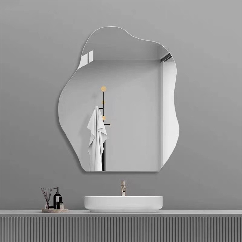 Sleek Irregular Wall Mirror for Dressing Table Bedroom Easy Installation