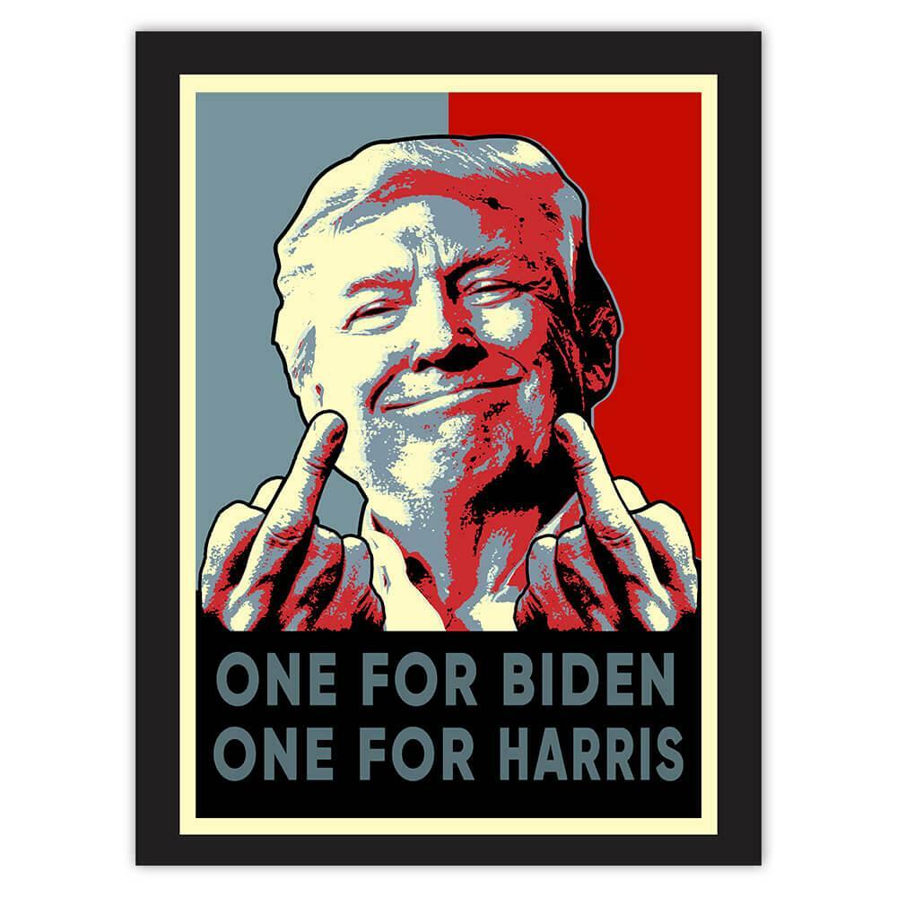 Gift Sticker : Trump Middle Finger Gag One for Biden Harris President