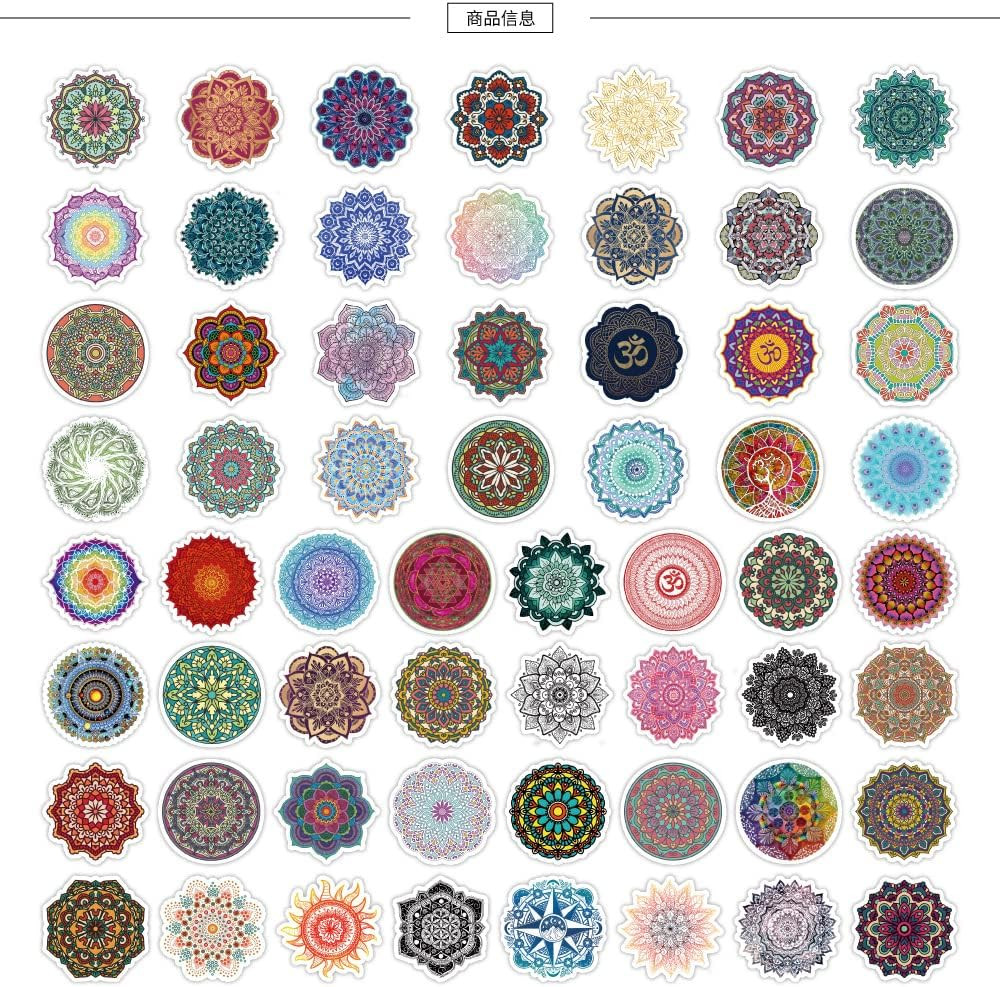 60PCS Mandala Stickers for Laptop Water Bottle, Aesthetic Waterproof Vinyl Decal