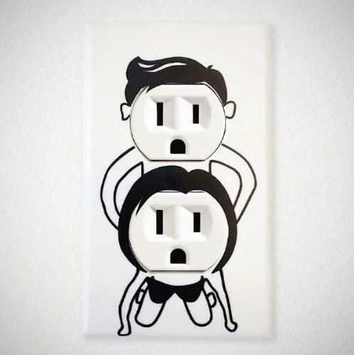 Inappropriate Plug Cover Man/Women (2 Decal Set) Vinyl Decal Home Décor 2″ x 4″